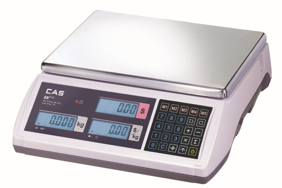 CAS ER-Plus 15kg x 5g/30kg x 10g Dual Range Price Computing Retail Scale